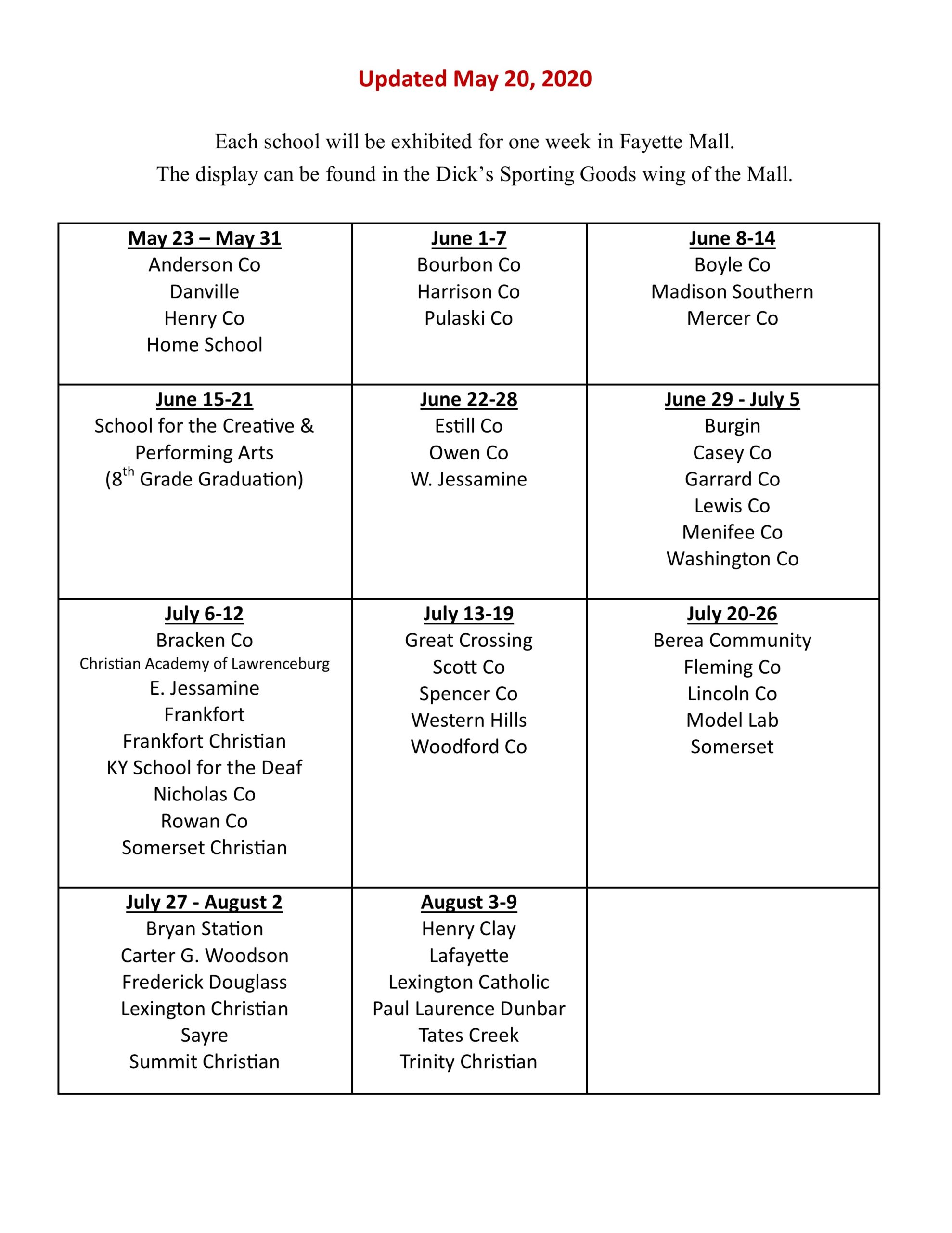 Fayette Mall Display Schedule Central Ky Youth Salute
